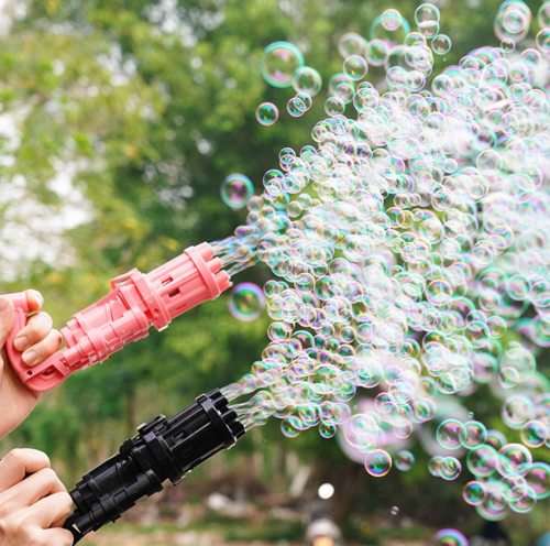 Electric bubble gun for kids gatling toy  blower soap bubble machine  automatic  summer outdoor acti