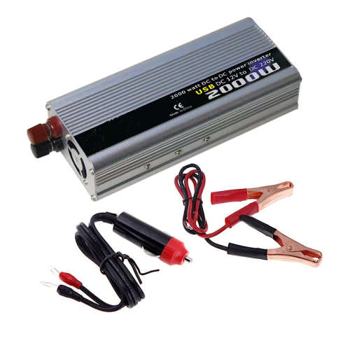 2000W 220V Silver Inverter Car Battery Converter Electrical Switch