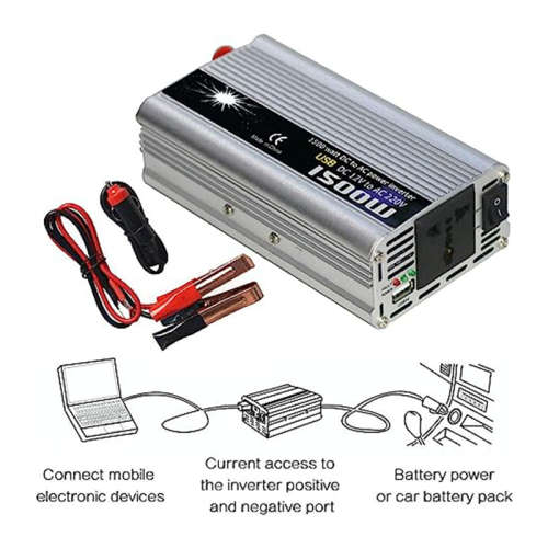 2000W 220V Silver Inverter Car Battery Converter Electrical Switch