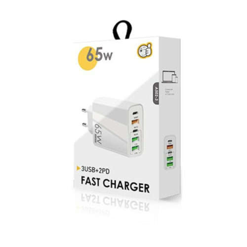 65W Dual PD Type-C + 3USB European Multi-Port Charger