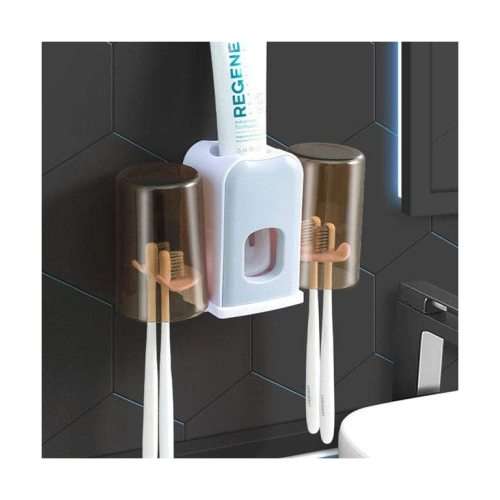 Toothbrush Holder Set Wall Mounted Toothpaste Dispenser Automatic Squeeze