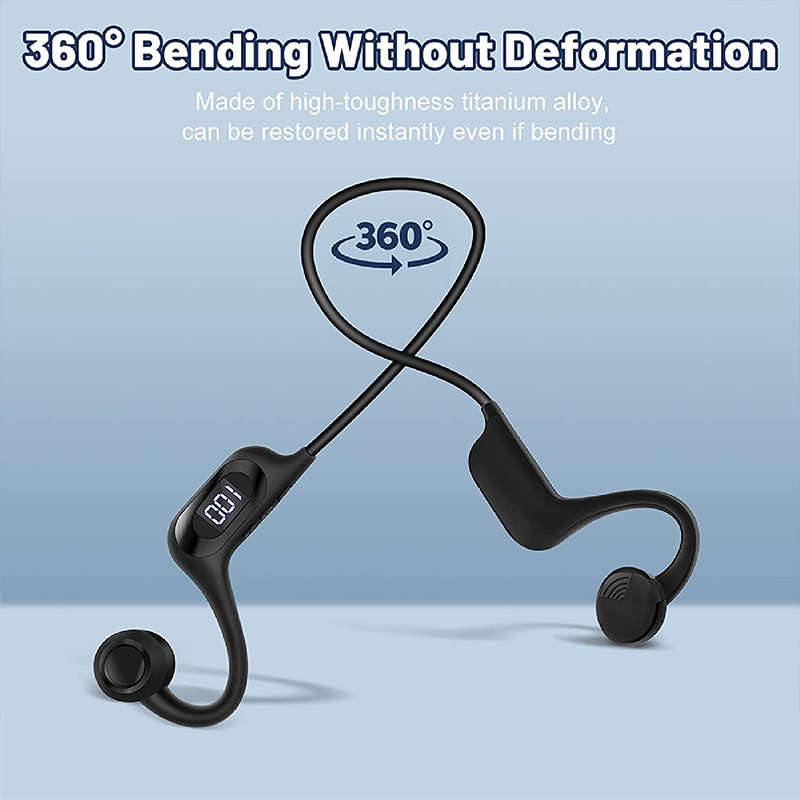 Noise-Canceling Headphones  Waterproof Sports Wireless Air Conduction Headphones Digital Battery Wi