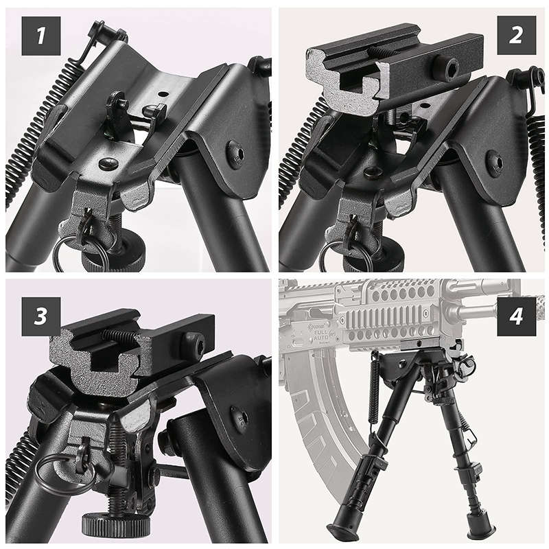 Adjustable Rifle Bipod Spring Return Stand 1X