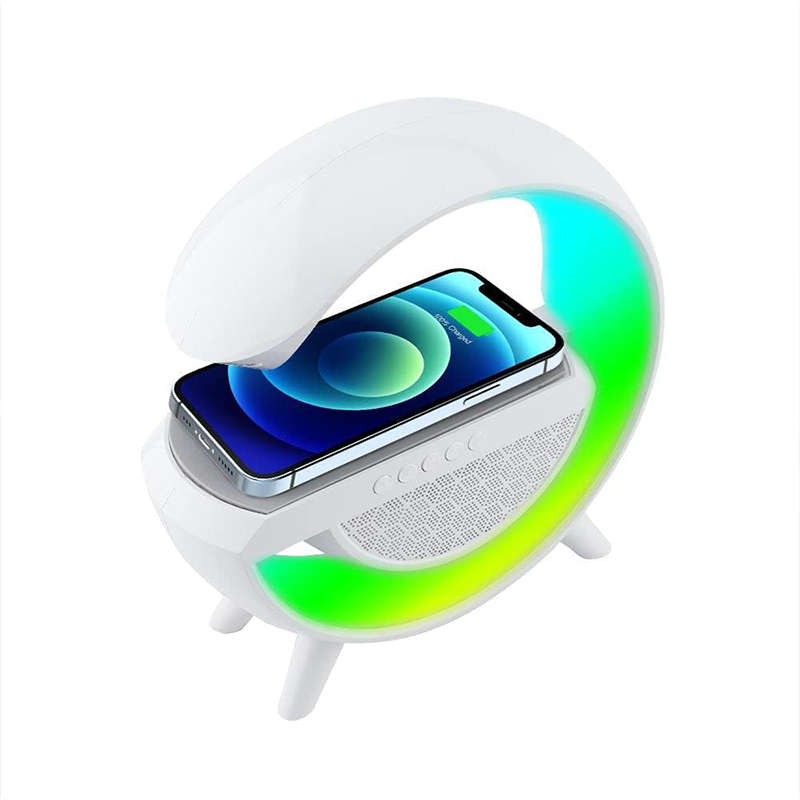 G Shape Bluetooth Speaker with FM Radio, Ambient Light Stand, Night Radio Music Sync Fast Charging 7