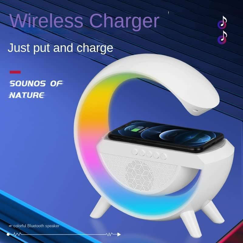 G Shape Bluetooth Speaker with FM Radio, Ambient Light Stand, Night Radio Music Sync Fast Charging 7