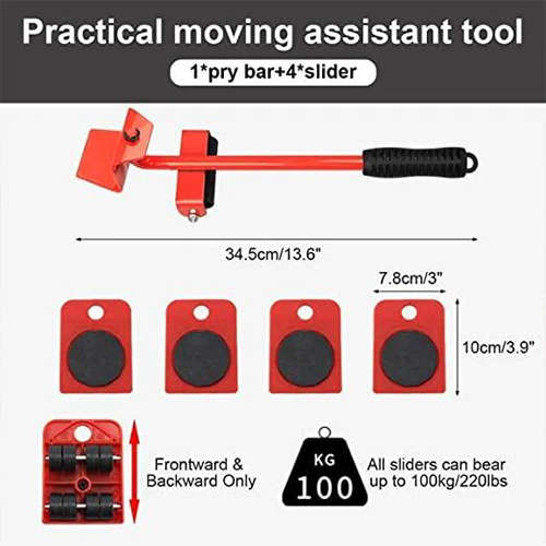5 PCS Heavy Furniture Shifter Lifter Moving Wheel Slider Mover Moves Furniture Tool