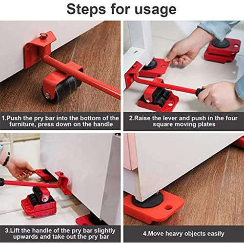 5 PCS Heavy Furniture Shifter Lifter Moving Wheel Slider Mover Moves Furniture Tool