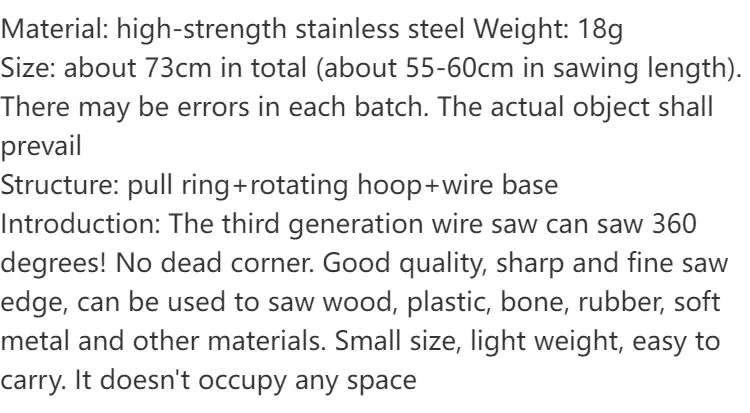 Stainless Steel Wire Saw Chain Saw Rope Survival Saw Camping Supplies Outdoor Survival Tools