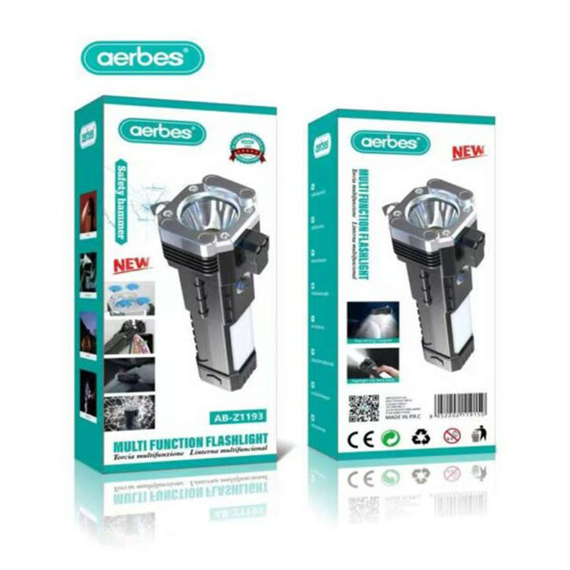 Led Flashlight With Emergency Window Breaker And Side Light