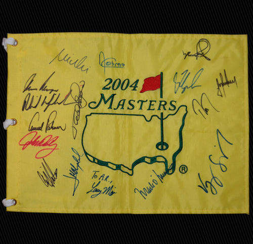 US MASTERS FLAG SIGNED BY 13 PAST WINNERS PLUS MORE