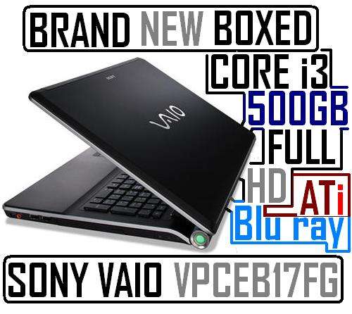 BRAND NEW {SONY VAIO VPCEB17FG} {CRAZY R1 AUCTION} {CORE i3} {BLU RAY} {500GB} {FULL HD} {4GB RAM}