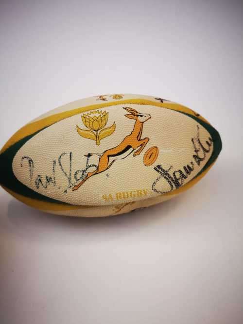 Signed mini rugby ball.