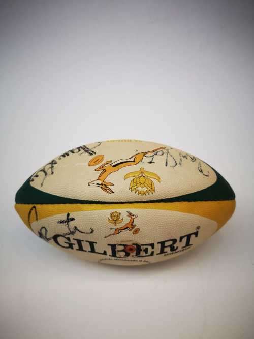 Signed mini rugby ball.