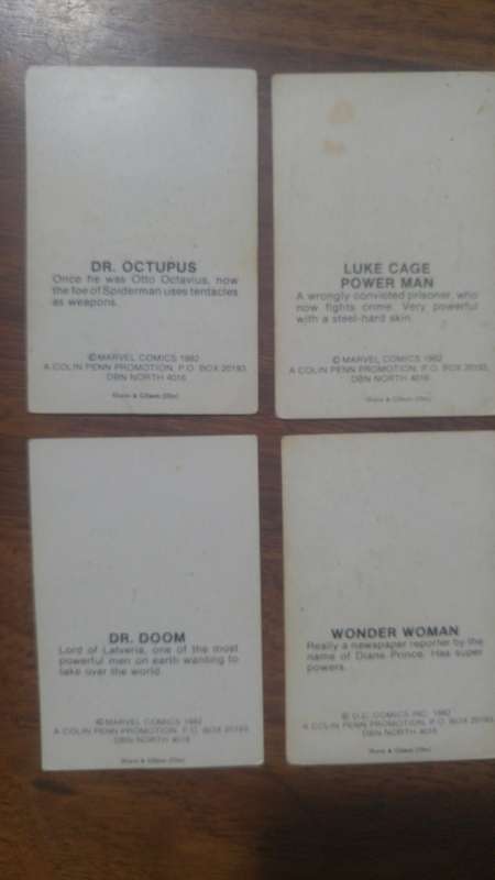 Very rare Collin Penn 1982 Marvel swap sensation lot of 8 cards.
