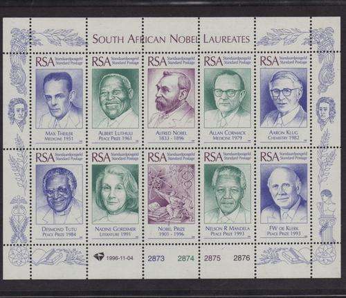 NELSON MANDELA - SA NOBEL LAUREATES FULL SHEET
