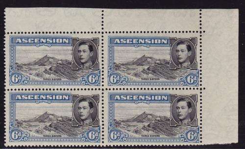 ASCENSION GEORGE VI 6d CORNER BLOCK OF FOUR - SG43 Unmounted mint