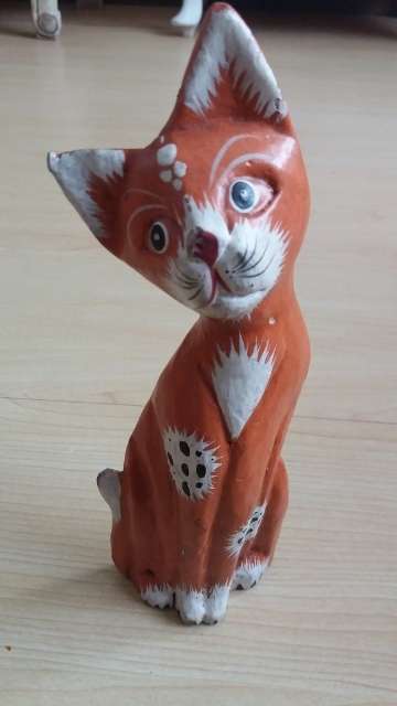Wooden Cat Figurine