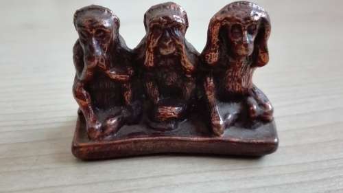 Small Copper Speak No Evil, See No Evil, Hear No Evil Figurine
