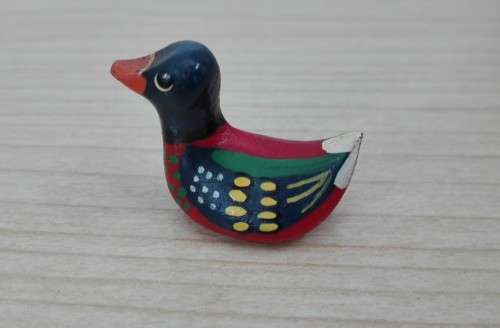 Miniature Wooden Duck Figurine