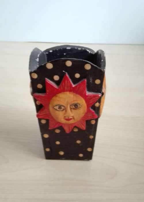 Wooden Sun, Moon & Stars Pen Holder