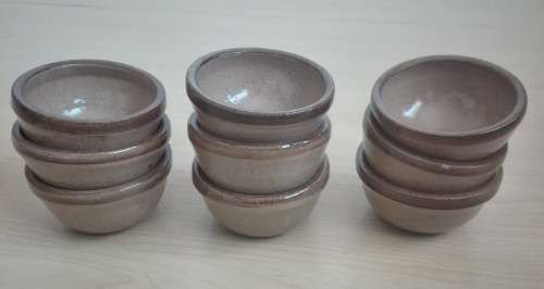 Small Pottery Sauce Bowls - width 8cm. height 4cm