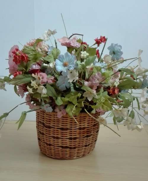 Basket with Artificial Flowers