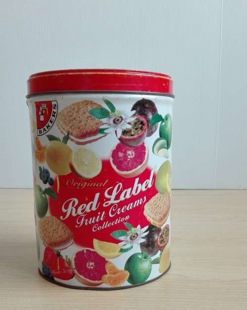 Old Red Labels Fruit Creams Tin - Empty