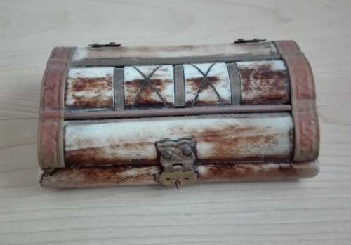 Vintage Bone Trinket Box with Brass Accents