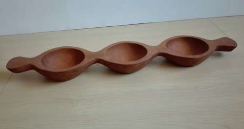 Long, Divided Wooden Bowls
