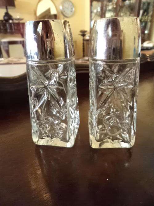 Cut glass salt and pepper