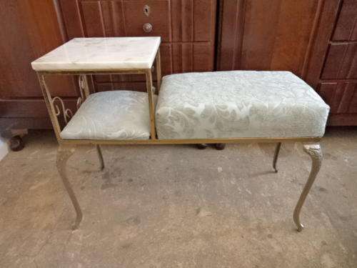 Wrought Iron Telephone Stand with Marble Top
