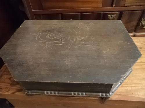 Old wooden cutlery box