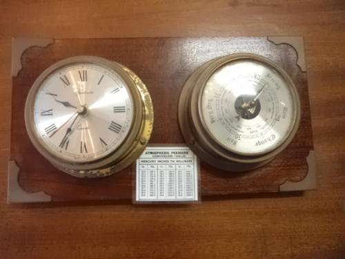 Brass Barometer with Spectrum Quartz Clock (Weathermaster)