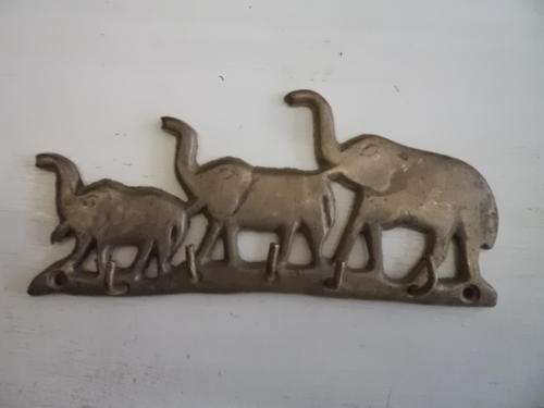 Brass Wall Mounted Elephant Figurine Keyholder