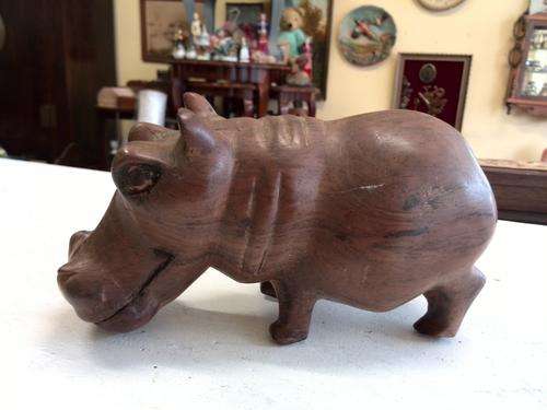 Wooden Hippo Figurine