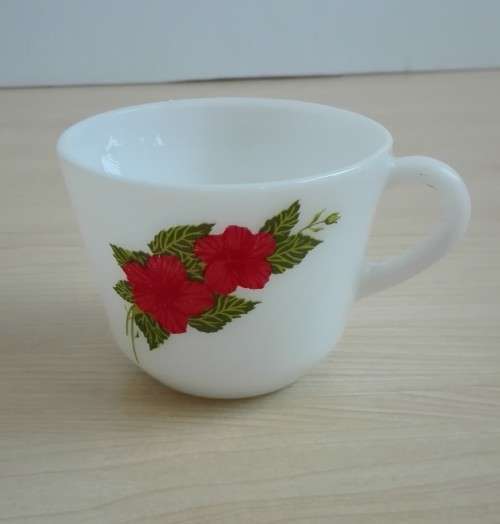 Floral Milk Glass Cup