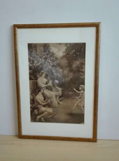 Framed Sepia Print: Ladies in the Garden