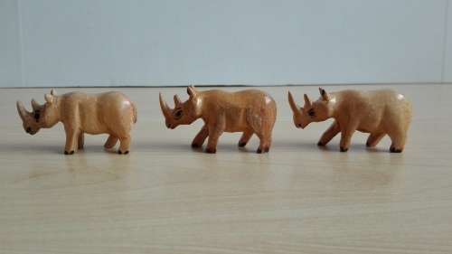 Miniature Wooden Rhino Figurine (6cm x 3cm)