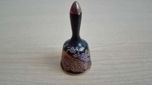 Miniature Black Porcelain Bell: Peacock