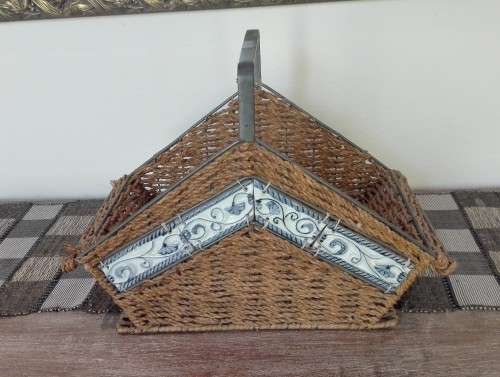 Basket with Blue & Ceramic Tile Inlay