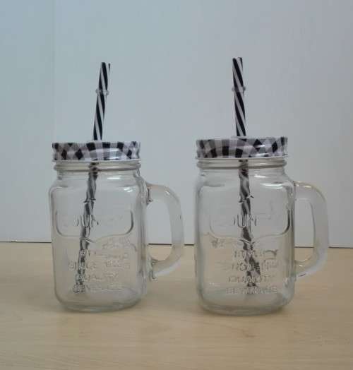 Glass Mugs with Straws/Consol Mason Jars with Straws
