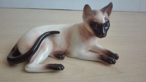 Porcelain Cat Figurine - Made in Japan