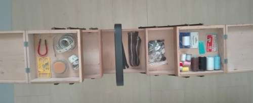 Vintage Wooden (Dovetail) Cantilever Expanding Sewing Box/Organiser