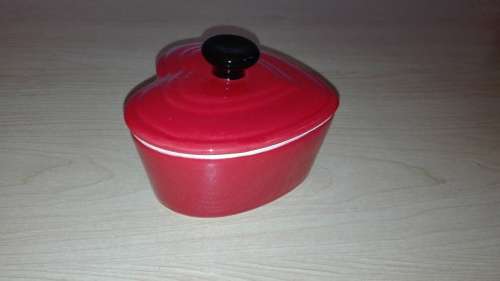 Small Red Heart Shaped Lidded Dish