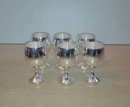 Set of 6 Small Silver Plated Goblets
