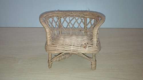 Miniature Wicker Two Seater Armchair for Dolls House