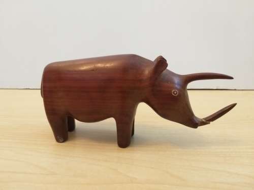 Wooden Rhino Figurine