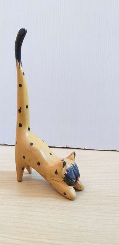 Wooden Cat Figurine