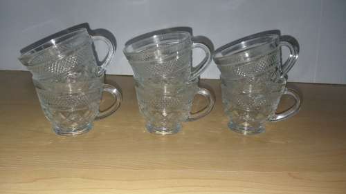 Set of 6 Vintage Cut Glass Punch Cups