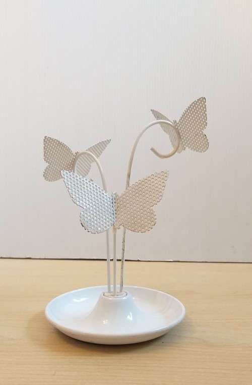 White Metal Butterfly Jewellery Holder